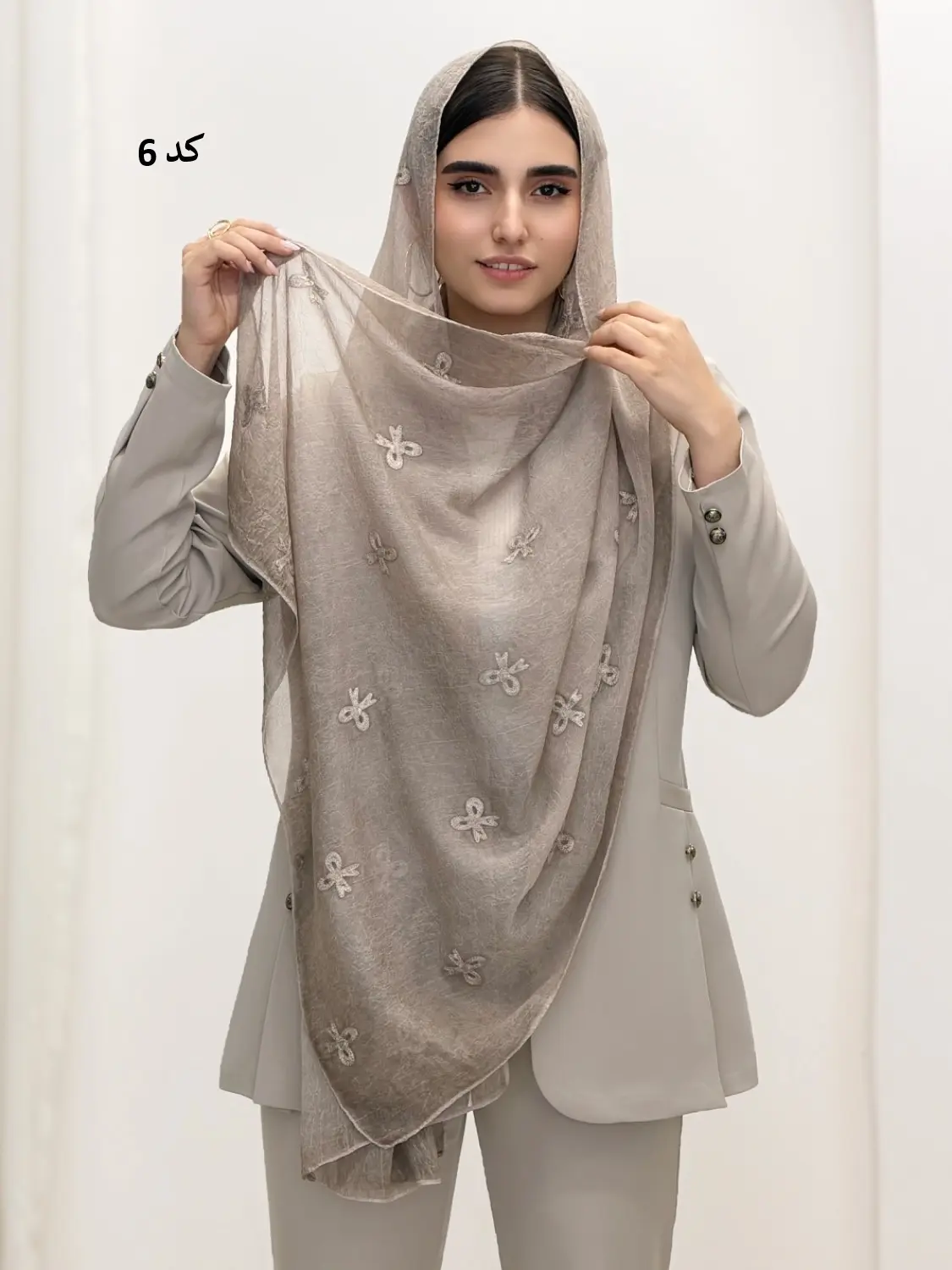 6888-شال گلدوزی پاپیون